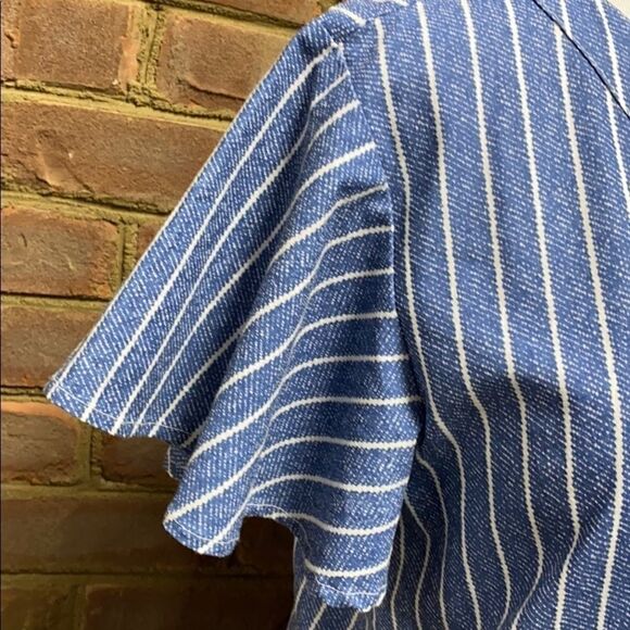 Mud Pie Eva Button Front Stripe Blue Dress - Picture 3 of 8